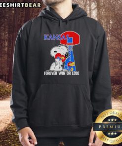 Premium Peanuts Snoopy Forever Win or Lose Kansas Jayhawks basketball hoodie featuring vibrant graphics and cozy design.