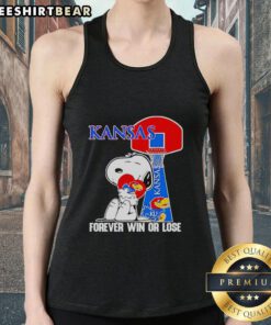 Premium Peanuts Snoopy Forever Win or Lose Kansas Jayhawks Basketball Tank Top featuring vibrant graphics and a sporty design.