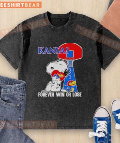 Alt Text: Kansas Jayhawks basketball washed t-shirt featuring Snoopy and Premium Peanuts design for fans.
