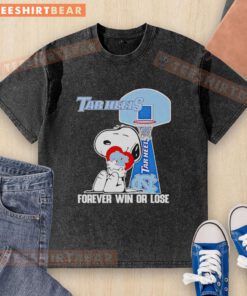 Alt Text: Premium Peanuts Snoopy Forever Win or Lose North Carolina Tar Heels basketball washed t-shirt for fans.