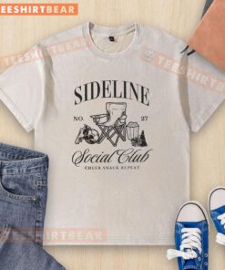 Alt Text: Premium Sideline Social Club Soccer Mom Game Day T-Shirt for Mother's Day in a stylish washed design.