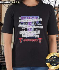 Pretty Go Texas Rangers tee for ladies, featuring a fun graphic perfect for game day or casual wear.