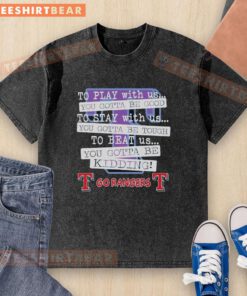 Pretty Go Texas Rangers washed t-shirt featuring playful graphics, perfect for fans looking to show team spirit.