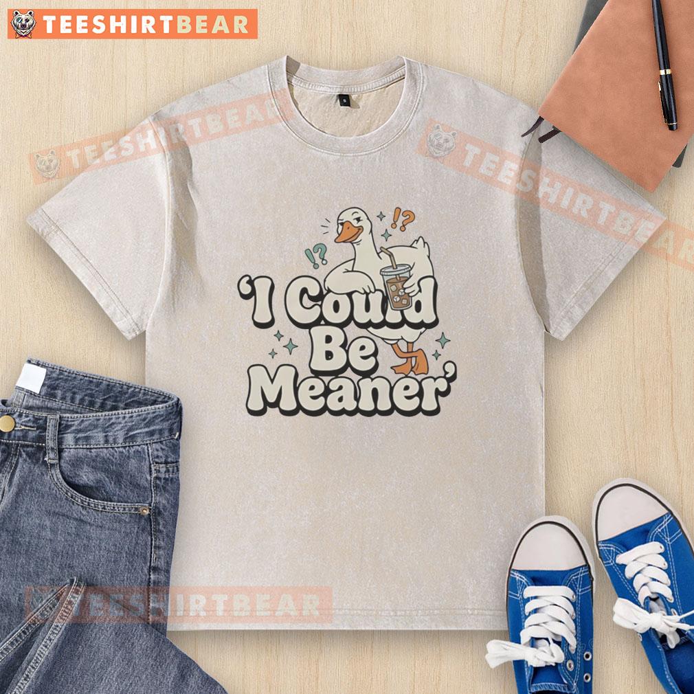 Pretty Goose I Could Be Meaner washed t-shirt featuring a playful graphic design, perfect for casual wear.