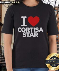 Pretty I Love Cortisa Star Ladies Tee featuring a stylish design and vibrant colors, perfect for casual wear.