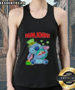 Pretty stitch St. Patrick's Hug pizza Papa John's logo tank top design for festive celebrations and casual wear.