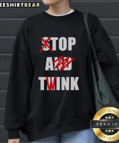 Pretty Stop and Think Top A Twink Sweatshirt featuring vibrant colors and playful design for a trendy look.