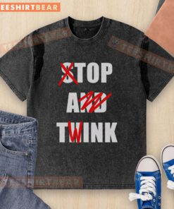 Alt Text: Pretty Stop and Think Top A Twink Washed T-Shirt in soft fabric, perfect for casual outings and trendy style.