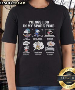 Pretty Things I Do In My Spare Time Snoopy ice hockey ladies tee featuring a playful Snoopy graphic on a stylish shirt.