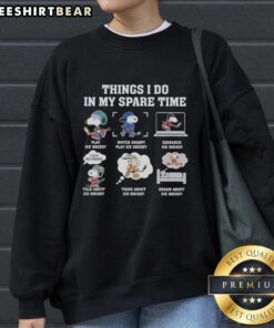 Cozy Snoopy ice hockey sweatshirt showcasing fun activities in spare time, perfect for fans of whimsical apparel.