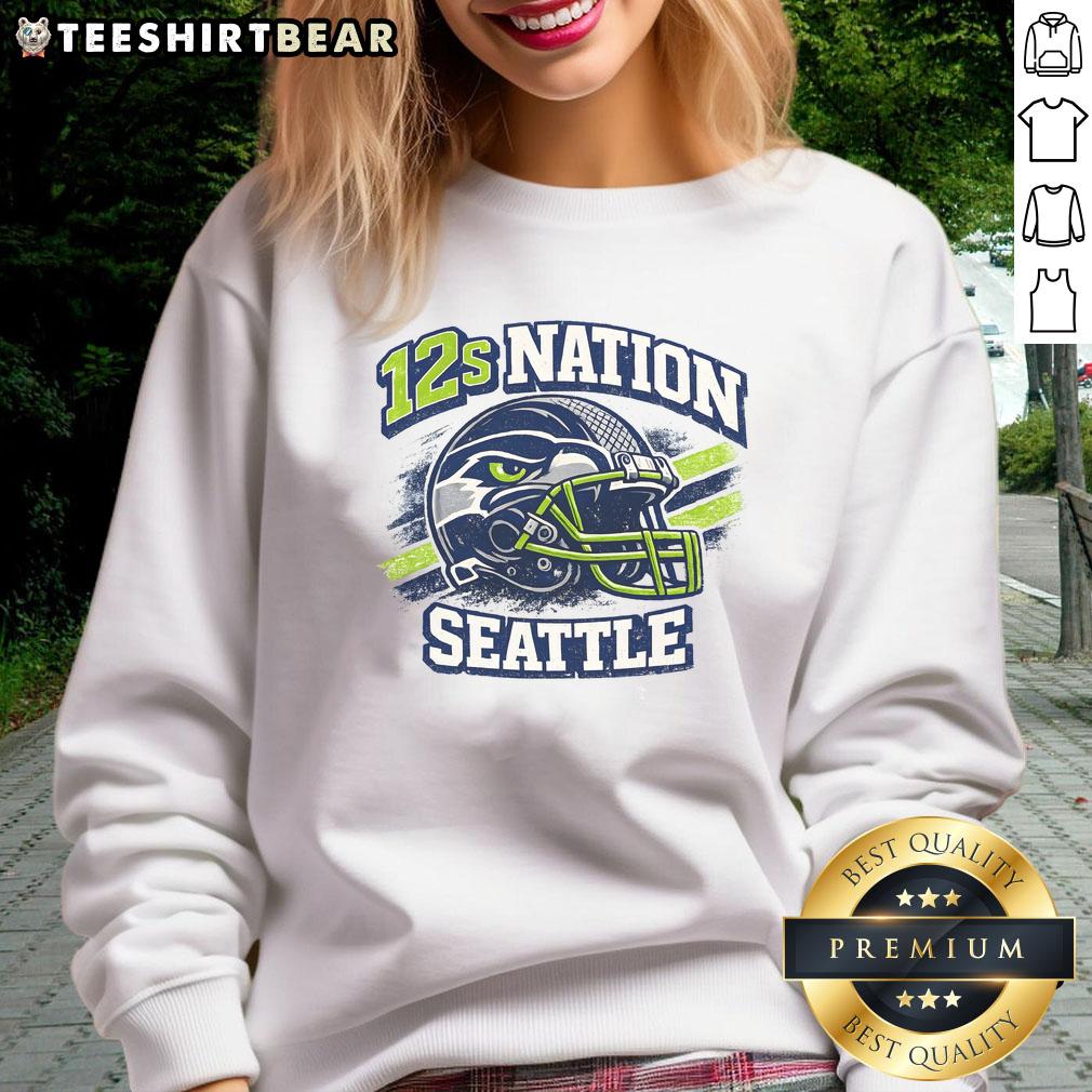 Seattle Football Sweatshirt featuring Top 12s Nation design, perfect for fans supporting their team in style.