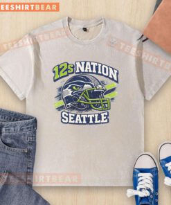 Seattle Football Top 12s Nation washed t-shirt featuring team colors and logo, perfect for fans showing their spirit.