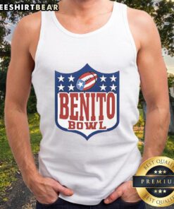 Top Benito Bowl NFL Shield Puerto Rico Flag graphic on a sports tank top, perfect for football fans and athletes.