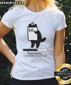 Top Cat Brain Loading Tee for Ladies - Fun graphic shirt with humorous text, perfect for cat lovers and casual wear.