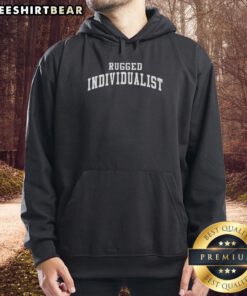 Top Rugged Individualist Hoodie in navy blue featuring a stylish design, perfect for outdoor adventures and casual wear.