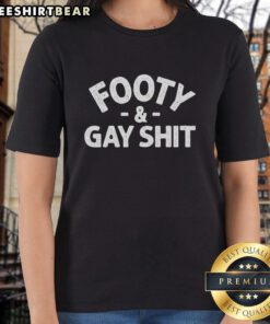Stylish Top Sarah Spain Footy and Gay Shit curved ladies tee, perfect for sports fans and LGBTQ+ supporters.