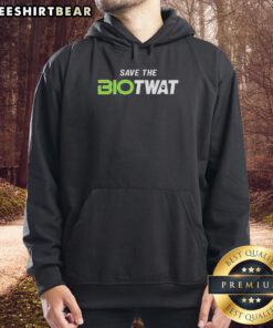 Top Save the Bio Twat Logo Hoodie featuring a bold graphic design, perfect for eco-conscious fashion enthusiasts.