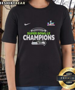 Alt Text: Top Seattle Seahawks Super Bowl Champions football ladies tee in vibrant blue, perfect for fans and casual wear.