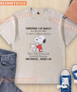 Alt Text: Snoopy graphic on a washed t-shirt featuring the quote about mental clarity and self-awareness.