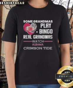 Real grandmas watch Alabama Crimson Tide ladies tee while enjoying a game of bingo, showcasing fun and team spirit.