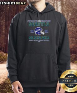 Alt Text: Seattle Seahawks hoodie featuring 'We All We Got We All We Need' celebrating Super Bowl champions 29-13 victory.