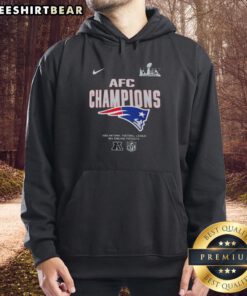 Alt Text: New England Patriots 2025 AFC Champions hoodie, celebrating Super Bowl LX victory with stylish team graphics.