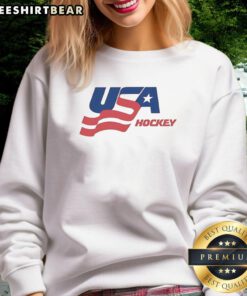 Top Team USA Ice Hockey flag logo sweatshirt featuring vibrant colors and a stylish design for hockey fans.