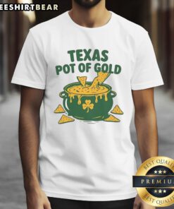Top Texas Pot of Gold St. Patrick's Day T-Shirt featuring festive graphics and vibrant colors for holiday celebrations.