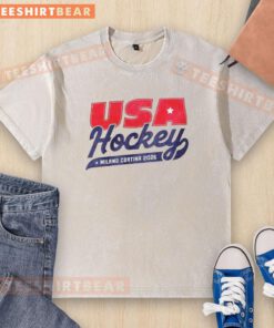 Top USA Hockey Milano Cortina 2026 Winter Olympic washed t-shirt featuring vintage design and logo.