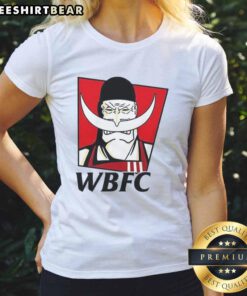 Top WBFC Whitebeard One Piece Luffy logo on a stylish ladies tee, perfect for anime fans and casual wear.
