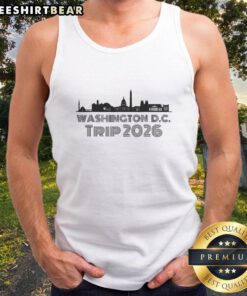 Stylish tank top featuring 'Top Washington D.C. Trip 2026' design, perfect for summer outings and travel enthusiasts.