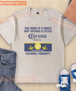 Trendy white 'Corona Extra' washed t-shirt featuring a playful graphic, perfect for casual wear and summer vibes.