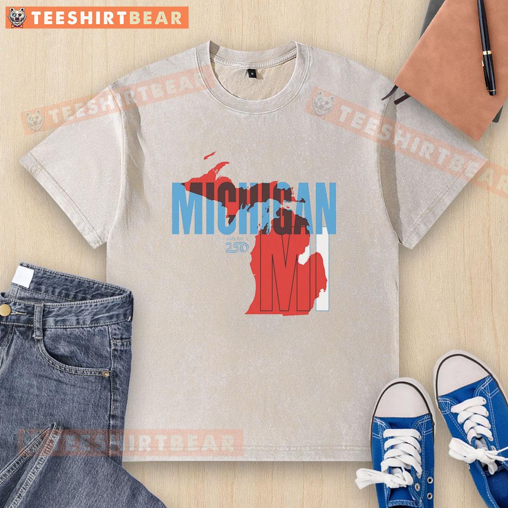 Awesome America 250 Michigan washed t-shirt featuring a vintage design and soft fabric, perfect for casual wear.