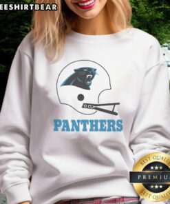Awesome Carolina Panthers football logo on a stylish big helmet sweatshirt, perfect for fans and casual wear.