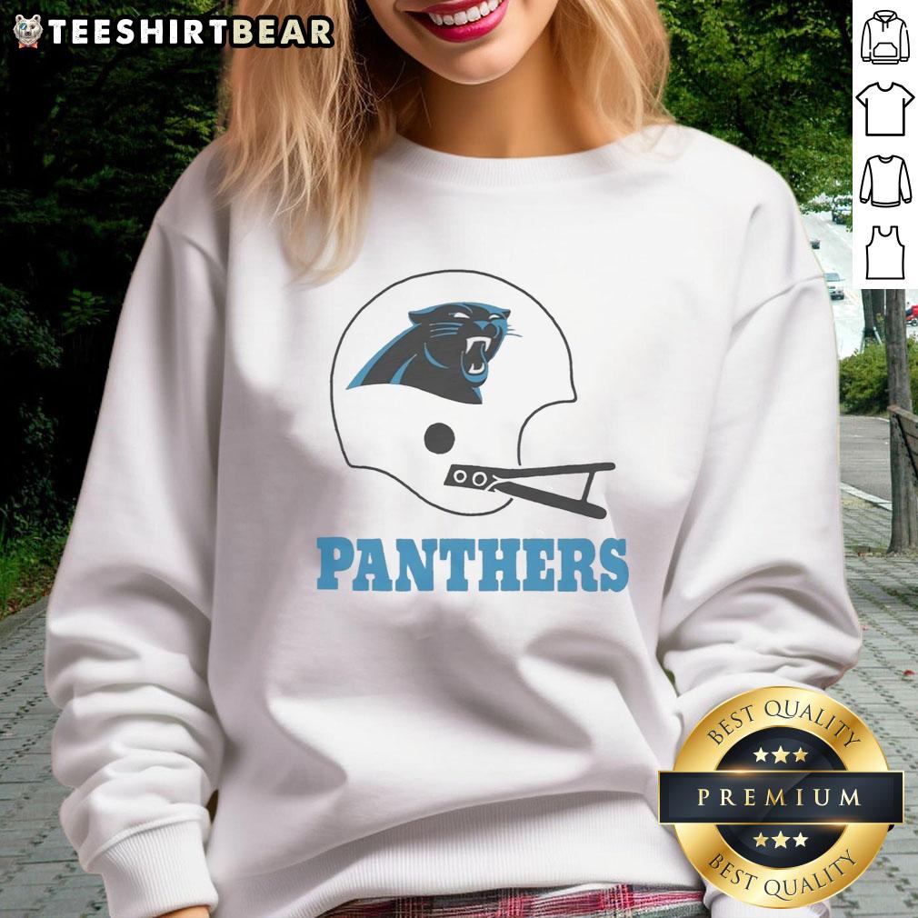 Awesome Carolina Panthers football logo on a stylish big helmet sweatshirt, perfect for fans and casual wear.
