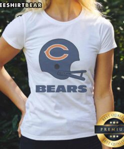Awesome Chicago Bears football logo on a big helmet featured on a stylish ladies tee shirt.