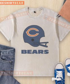 Alt Text: Awesome Chicago Bears football logo featured on a big helmet design in a stylish washed t-shirt.