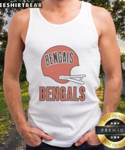 Alt Text: Awesome Cincinnati Bengals football logo displayed on a big helmet tank top for dedicated fans.