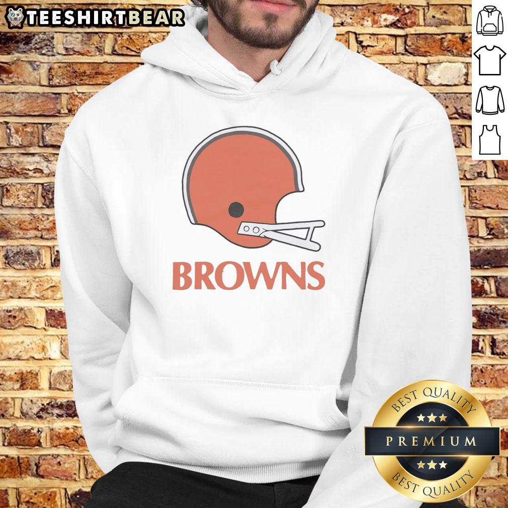 Awesome Cleveland Browns football logo displayed on a big helmet hoodie, perfect for fans and game day wear.