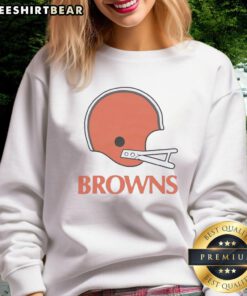 Awesome Cleveland Browns football logo on a big helmet sweatshirt, perfect for fans showcasing team spirit.