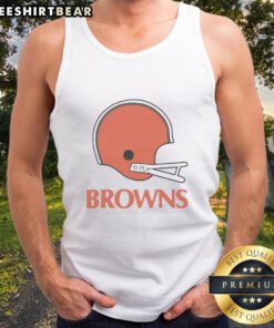 Alt Text: Awesome Cleveland Browns football logo displayed on a big helmet tank top, perfect for fans and summer wear.