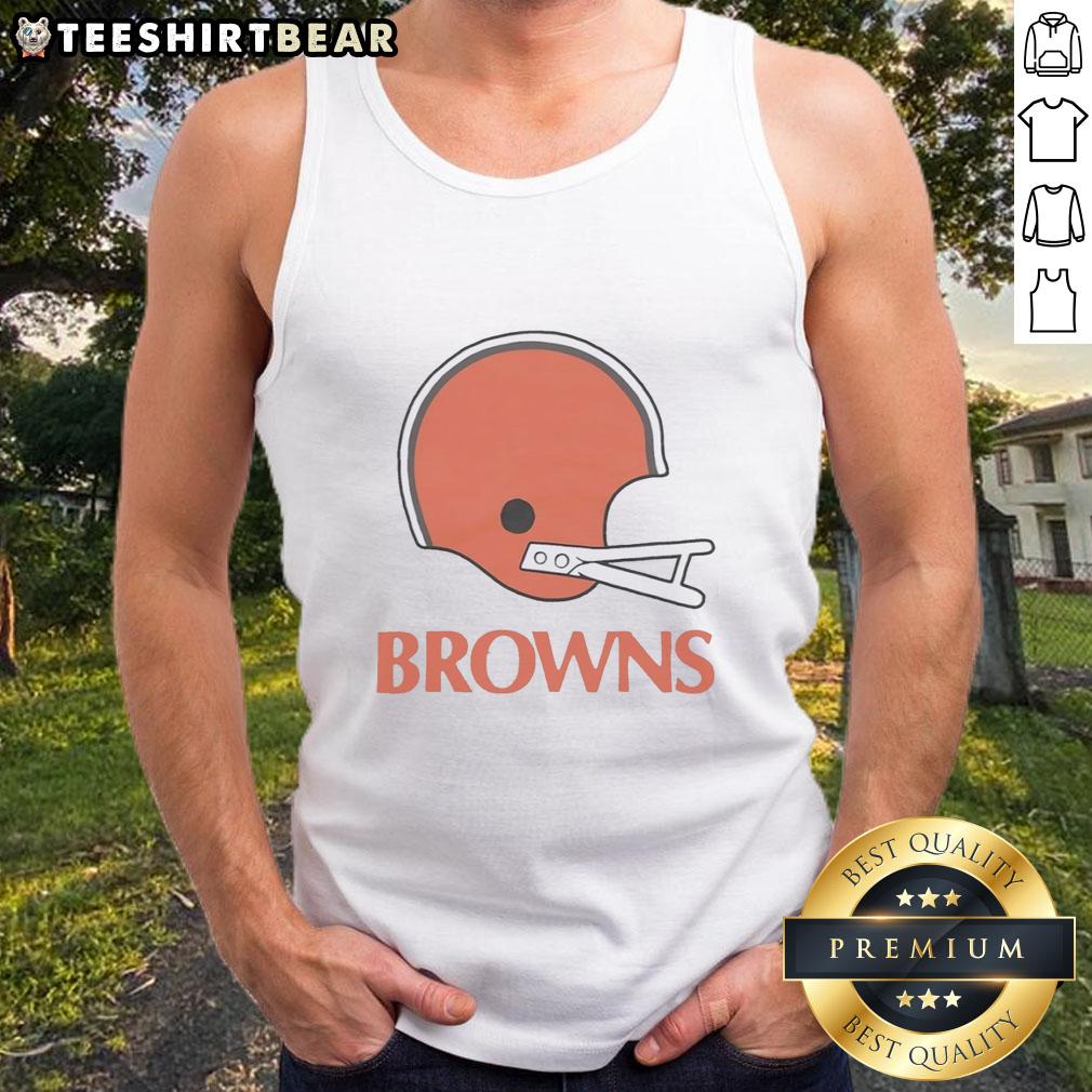 Alt Text: Awesome Cleveland Browns football logo displayed on a big helmet tank top, perfect for fans and summer wear.