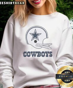 Dallas Cowboys football logo displayed on a big helmet sweatshirt, perfect for fans and stylish game day attire.