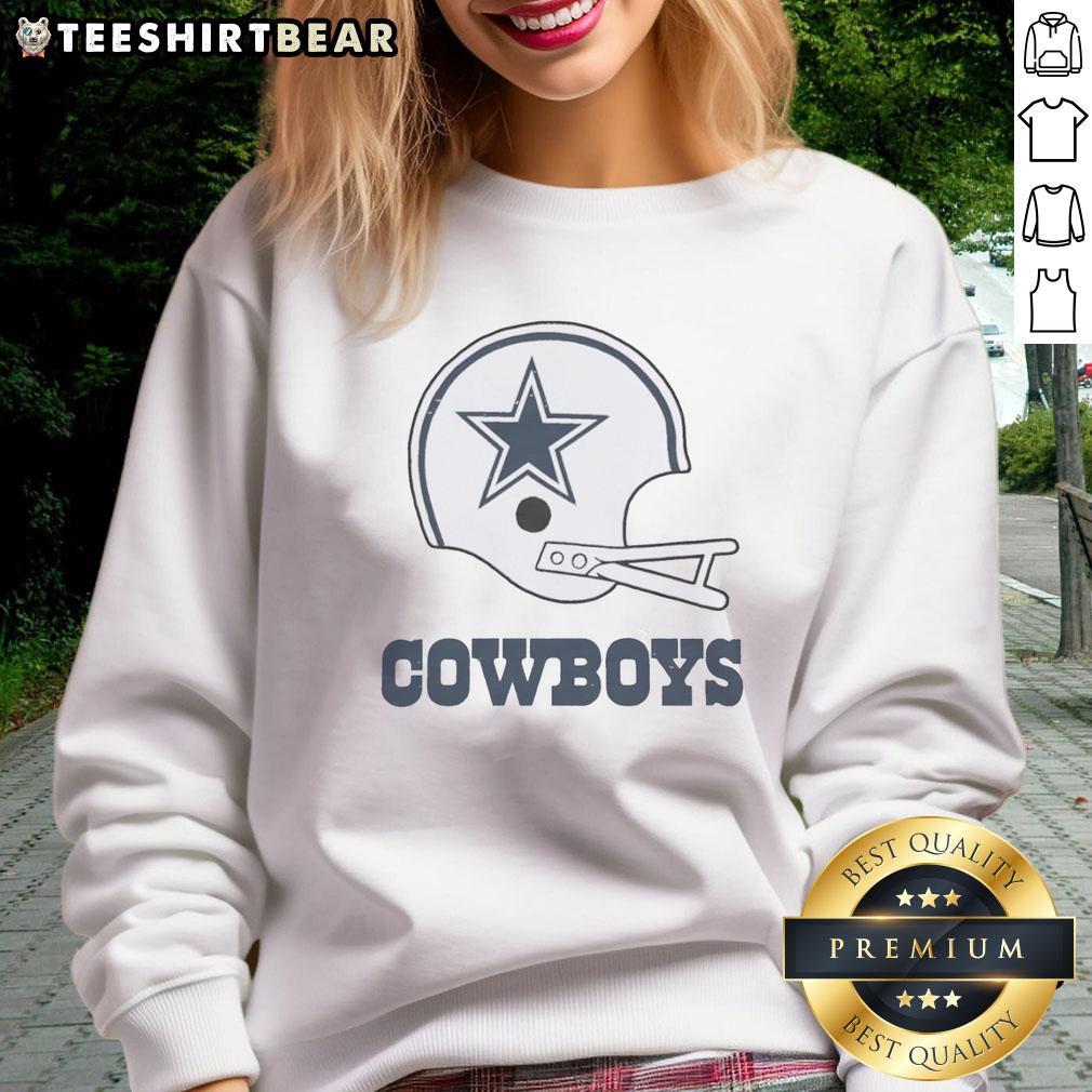 Dallas Cowboys football logo displayed on a big helmet sweatshirt, perfect for fans and stylish game day attire.