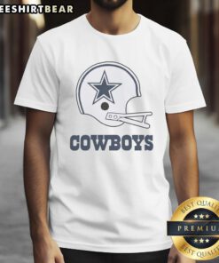 Awesome Dallas Cowboys football logo displayed on a big helmet t-shirt, perfect for fans and game day attire.