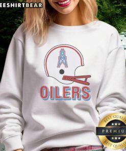 Awesome Houston Oilers football logo on a big helmet sweatshirt, perfect for fans and collectors.