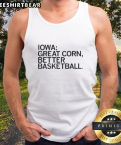 Awesome Iowa Hawkeyes tank top featuring a corn graphic, perfect for basketball fans and summer wear.