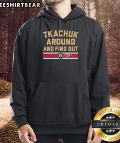Awesome Matthew Tkachuk Around and Find Out Florida Panthers hoodie featuring bold graphics and team colors.