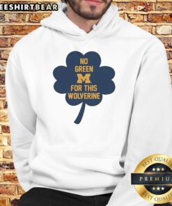 Awesome Michigan Wolverines hoodie featuring a unique no green design with clover graphics for fans.