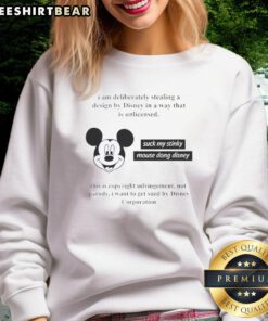 Alt Text: Awesome Mickey Mouse unlicensed Disney sweatshirt design featuring a playful Mickey stealing a classic Disney look.